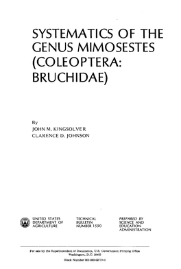 Systematics of the Genus Mimosestes (Coleoptera: Bruchidae)