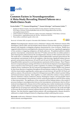 Common Factors in Neurodegeneration: a Meta-Study Revealing Shared Patterns on a Multi-Omics Scale