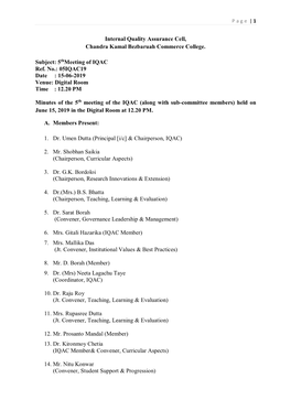 Internal Quality Assurance Cell, Chandra Kamal Bezbaruah Commerce College