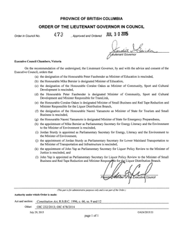 Order in Council 473/2015