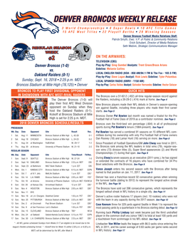 Denver Broncos Weekly Release