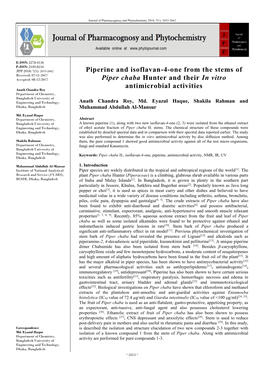 Piperine and Isoflavan-4-One from the Stems of Piper Chaba Hunter And