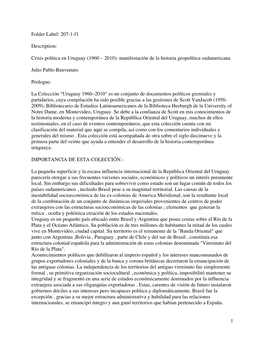 207-1-F1 Description: Crisis Política En Uruguay