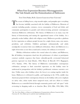 When Free Expression Becomes Microaggression: the Yale Emails and the Domestication of Halloween