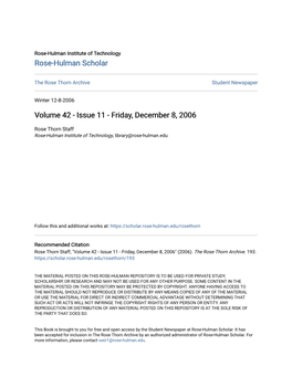 Volume 42 - Issue 11 - Friday, December 8, 2006