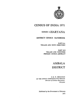 Village and Townwise Primary Census Abstract, Ambala, Part X-B