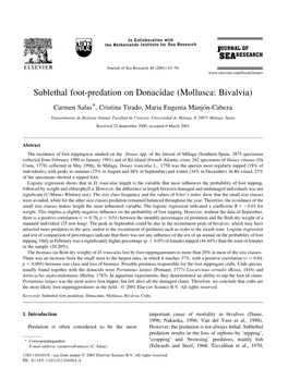 Sublethal Foot-Predation on Donacidae Mollusca: Bivalvia)