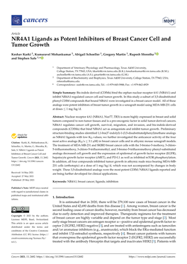 NR4A1 Ligands As Potent Inhibitors of Breast Cancer Cell and Tumor Growth