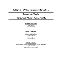 EAF Supplemental Information Seneca Iron Works Agricultural