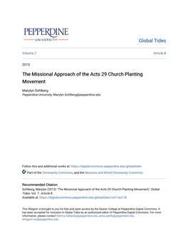 The Missional Approach of the Acts 29 Church Planting Movement