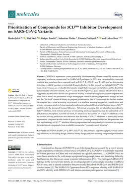 Prioritisation of Compounds for 3Clpro Inhibitor Development on SARS-Cov-2 Variants