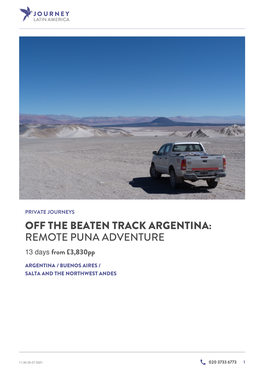 Off the Beaten Track Argentina: Remote Puna Adventure