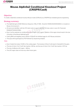 Mouse Atp6v0a2 Conditional Knockout Project (CRISPR/Cas9)