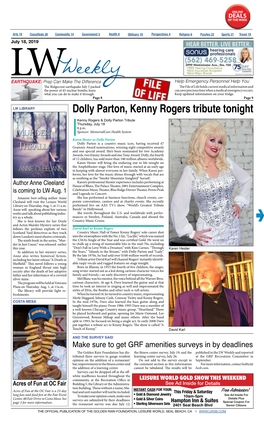Dolly Parton, Kenny Rogers Tribute Tonight Kenny Rogers & Dolly Parton Tribute Thursday, July 18 8 P.M