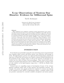 X-Ray Observations of Neutron Star Binaries