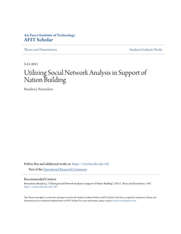 Utilizing Social Network Analysis in Support of Nation Building Brandon J