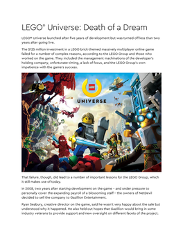 LEGO® Universe: Death of a Dream