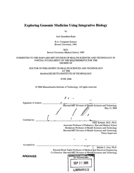 Exploring Genomic Medicine Using Integrative Biology