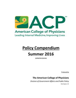 Policy Compendium Summer 2016 (UPDATED 8/10/16)