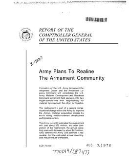 LCD-76-448 Army Plans to Realine the Armament Community