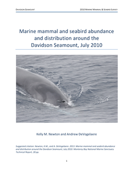 Marine Mammal and Seabird Abundance and Distribution Around the Davidson Seamount, July 2010