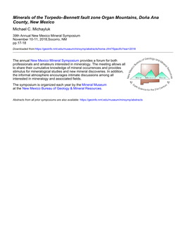 Minerals of the Torpedo&Ndash;Bennett Fault Zone