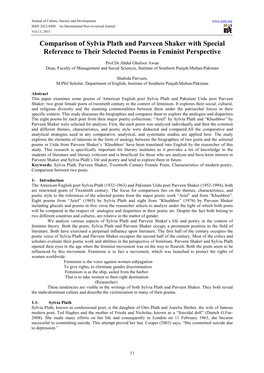 Comparison of Sylvia Plath and Parveen Shaker with Special Reference to Their Selected Poems in Feminist Perspective