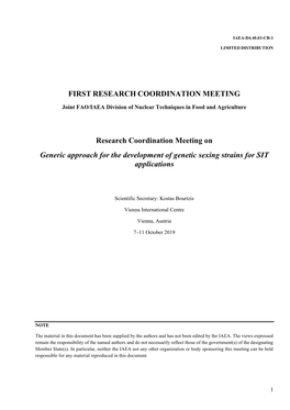 First Research Coordination Meeting