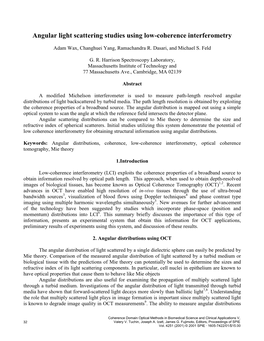 Angular Light Scattering Studies Using Low-Coherence Interferometry