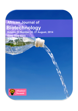 Biotechnology Volume 13 Number 35, 27 August, 2014 ISSN 1684-5315