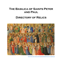 The Basilica of Saints Peter and Paul Directory of Relics