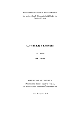 (A)Sexual Life of Liverworts