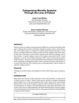 Categorizing Morality Systems Through the Lens of Fallout