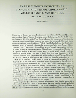 William Babell and Handel's 'Vo' Far Guerra'