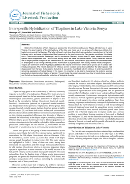 Interspecific Hybridization of Tilapiines in Lake Victoria, Kenya