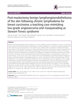 Post-Mastectomy Benign Lymphangioendothelioma of The