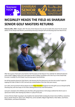 EUROPEAN TOUR: Mcginley Heads the Field As Sharjah Senior