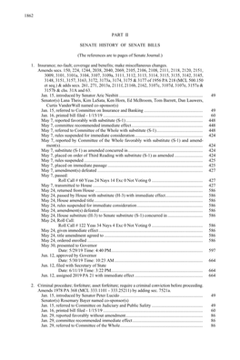 Senate History of Senate Bills