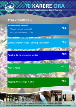 TE KARERE ORA Business Trade Investment Board - February