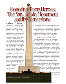 Honoring Texas Heroes: the San Jacinto Monument and Its Cornerstone by Sally Anne S