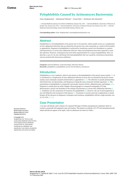 Pylephlebitis Caused by Actinomyces Bacteremia