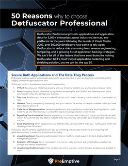 Dotfuscator Professional 50 Reasons Why to Choose Dotfuscator Professional