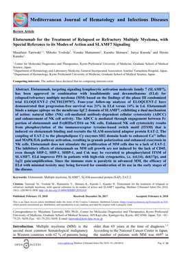 Mediterranean Journal Od Hematology and Infectious Diseases