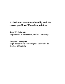 Artistic Movement Membership and the Career Profiles of Canadian Painters
