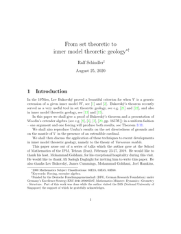 From Set Theoretic to Inner Model Theoretic Geology*