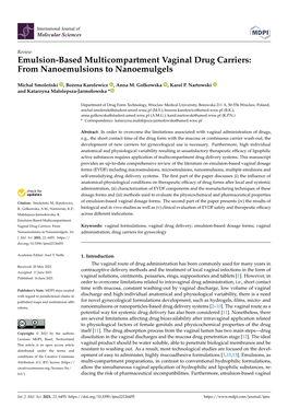 Emulsion-Based Multicompartment Vaginal Drug Carriers: from Nanoemulsions to Nanoemulgels