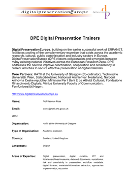 DPE Digital Preservation Trainers