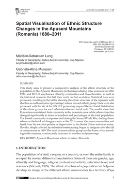 Spatial Visualisation of Ethnic Structure Changes in the Apuseni Mountains (Romania) 1880–2011