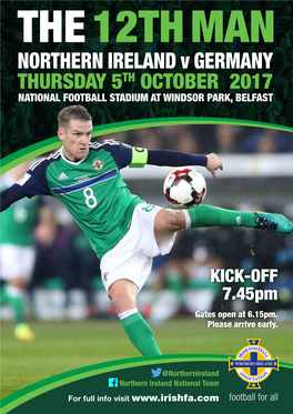 NORTHERN IRELAND V GERMANY THURSDAY 5TH OCTOBER 2017 NATIONAL FOOTBALL STADIUM at WINDSOR PARK, BELFAST