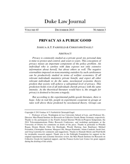 Privacy As a Public Good